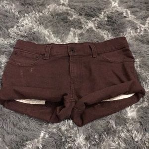 AUTHENTIC LEVIS MAROON HIGHWAISTED SHORTS